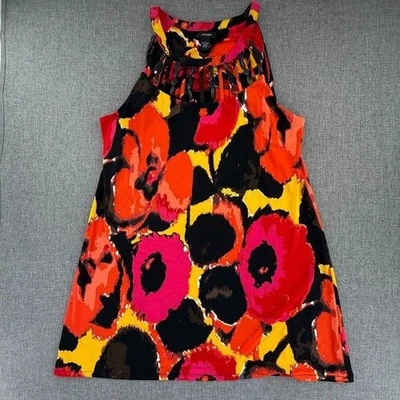 Alfani Cocktail Shift Dress Sleeveless Abstract Floral Beaded Neckline Large - Image 1 of 4