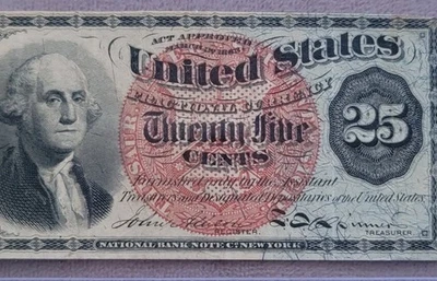 1863 US FRACTIONAL CURRENCY 25 CENT GEORGE WASHINGTON 4TH ISSUE, 💎 GEM XF - Image 1 of 4