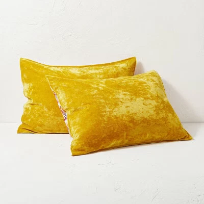 Juego de edredón y farsa de terciopelo reversible completo/queen dorado - Opalhouse diseñado Foto 1 de 4