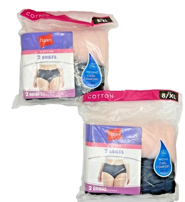 Hanes Women's Cotton Tag less Briefs Panties 2-Pack Size 8/XL NEW Lot of 2 - Image 1 of 4
