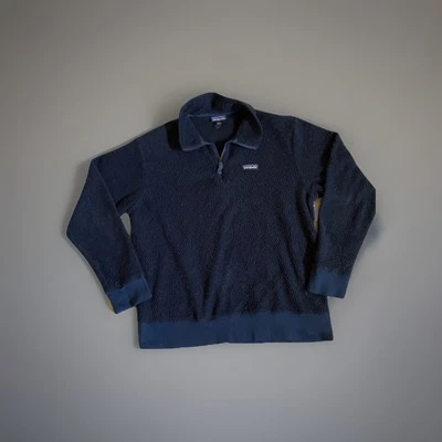 Patagonia L Navy Blue Woolyester Fleece Pullover Quarter Zip Wool Blend Woman Lg - Image 1 of 4