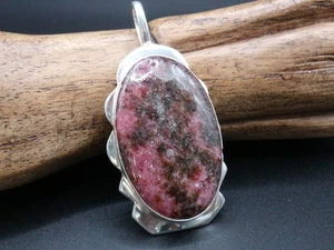 GJ69 GW RHODONIT XL OVAL 39x24,5mm EDELSTEIN ANHÄNGER +*TOP* +KETTE / LEDER! SIL - Bild 1 von 4