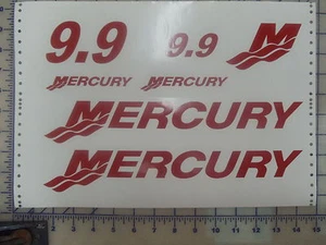 9.9 HP MERCURY BOAT MOTOR DECAL SET of 7 Stickers Many custom Color Choices - Picture 1 of 9