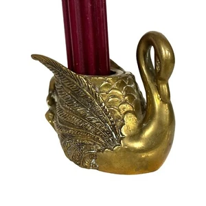 Exquisiter Vintage Messing Schwan Kegel Kerzenleuchter Halter ein zeitloser Schatz - Bild 1 von 6