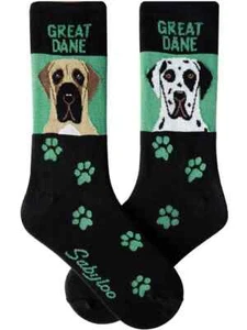 Great Dane Dog Women's Crew Socks Size 9-11 Sabyloo Novelty Paws Fashion New - Picture 1 of 1