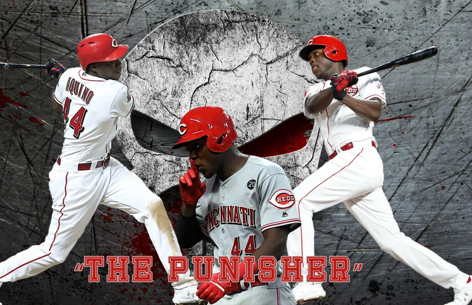 Cincinnati Reds Lithograph print of  Aristides Aquino  “The Punisher” 17 x 11 - Image 1 of 1
