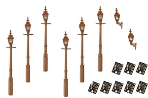 DCC Concepts LML-VPGBN 6 x 4mm Scale 00 Gauge LED Gas Lights Brown + 2 Wall Lamp - Picture 1 of 11