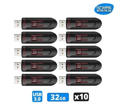 Sandisk Cruzer Glide 32GB 3.0 Flash Drive USB Thumb Drive (Pack of 10) - Image 1 of 4