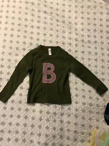 Toddler Baby American Apparel Olive Green Letter B Long Sleeve Shirt Top Size 2 - Picture 1 of 6