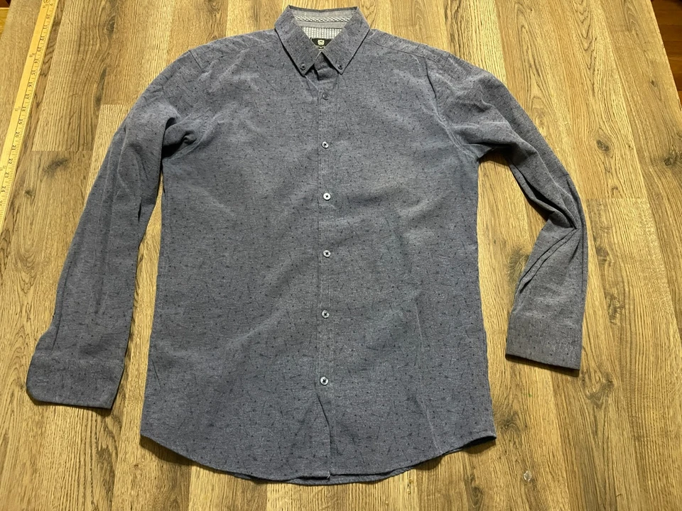 Camisa de acero y gelatina, para hombre talla grande, gris, abotonada, manga corta, manga larga Foto 1 de 4