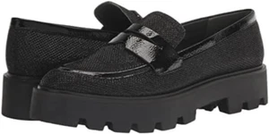 Mocasines de plataforma FRANCO SARTO para mujer con charol arrugado negro talla 8 - Imagen 1 de 14
