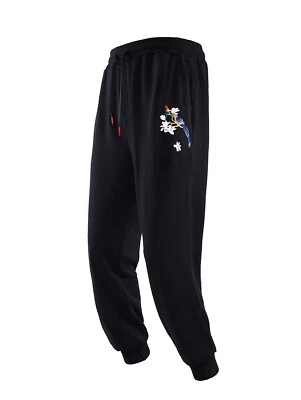 Niepce Flowers and Birds Embroidery Joggers Japanese Streetwear Sweatpants — 第 1/4 张图片