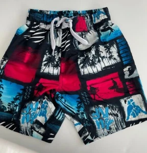 Boys (sz4) Mish Boys Mesh Lined Swim Shorts in dark Ombre tones w/surfing motif - Picture 1 of 3