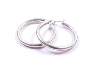 Pendientes de aro para dama de plata de ley 925 lisos grandes de 4 cm de diámetro - Imagen 1 de 8