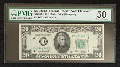 NQC Fr. 2060-D $20 1950A Federal Reserve Bank Note - About Uncirculated 50 - Image 1 of 2