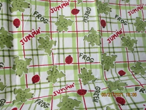 Flannel Print Fabric Jumpin' Frogs Ladybugs Green Plaid 44" wide 1 yd. 30" - Picture 1 of 4