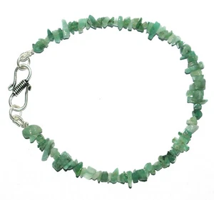 Emerald Gemstone 4-6 mm Uncut 925 Sterling Silver 9" Strand Bracelets Beads HY45 - Picture 1 of 4
