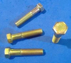 LOT OF FOUR GRADE 8 HEX HEAD CAP SCREW 7/16-20 X 2" YELLOW ZINC HARDENED BOLT - Picture 1 of 1