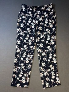 Banana Republic Avery 6R Pants Navy Floral Mid Rise Straight Through Hip & Thigh - Picture 1 of 14