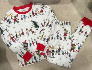 Pottery Barn Kids Dr Suess Grinch Max Christmas Pajama Set Size 8 Organic Cotton - Picture 1 of 8