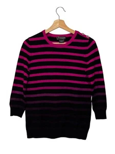 Maglione donna C by Bloomingdale's cashmere a righe manica 3/4 maglione medum - Foto 1 di 9