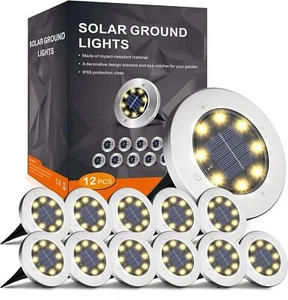 Solar Lights Outdoor Waterproof,12 Pack Solar Lights for Outside, Solar Garden - Picture 1 of 6