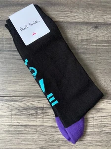 PAUL SMITH BLACK SOFT COTTON SCRIBBLE SOCKS BNWT - Picture 1 of 4