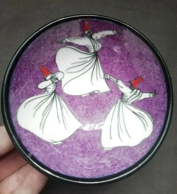 Vintage Bowl Turkish Kutahya Sayha Gini Pottery Signed Unique  - Image 1 of 4