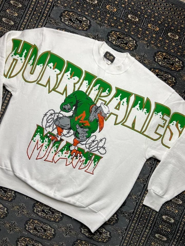 Vtg Miami Hurricanes AOP Big Print Graphic Size XL Made In USA Cover