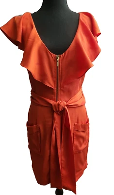 Vestido de Invitada de Boda Bebe M Boho Volantes Naranja Campesino Sedoso Y2K Coqueta Hada Foto 1 de 4