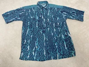 Vintage Gitano Shirt Mens Medium Blue Button Up Casual All Over - Picture 1 of 14