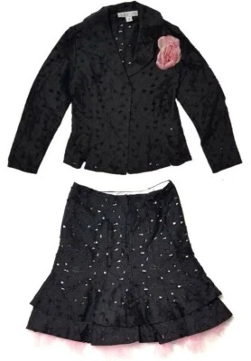 Conjunto de blazer y falda formal de encaje con ojales florales Zoe Ltd para niñas (talla: 7) nuevo con etiquetas Foto 1 de 4