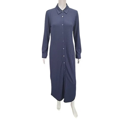 Vestido Denim Co Para Mujer Jersey Celestial Botón Delantero Talla XX-Pequeña Azul Marino Mangas Largas Foto 1 de 4