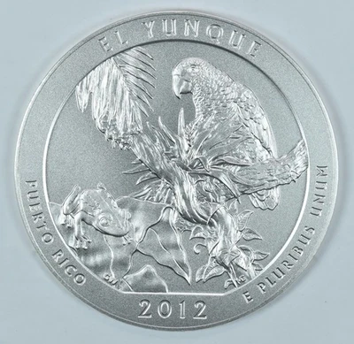 2012-P ATB 5 Oz Silver Quarter El Yunque Puerto Rico - Image 1 of 3