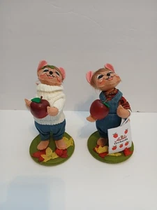 2 Annalee 2016 Apple Picking Maus Paar Junge Mädchen 8" Mäuse - Bild 1 von 6