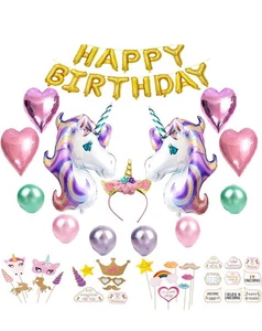 Unicorn Birthday Party Supplies Bundle Value Pack Set Girls Decorations Balloons - Picture 1 of 5
