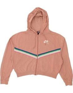Nike Damen Crop Zip Hoodie Pullover UK 14 Medium Pink Baumwolle BN09 - Bild 1 von 3