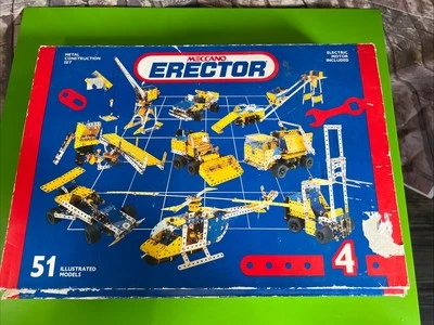 Meccano Erector Set #4 Construction Set 51 Models Metal Pieces  Not Complete - Image 1 of 4