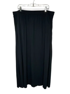 Denim & Co. Skirt XL Black Beach Woven Pull-On Side Slits A590004 NEW - Image 1 of 4