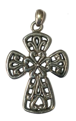 Colgante Cruz Corazón Filigrana Barse Plata de Ley 52mm x 32mm Foto 1 de 4