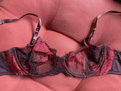 NATORI 726231 SEMI SHEER PLUM AND RED UW LACEY BRA, 32D - Image 1 of 4