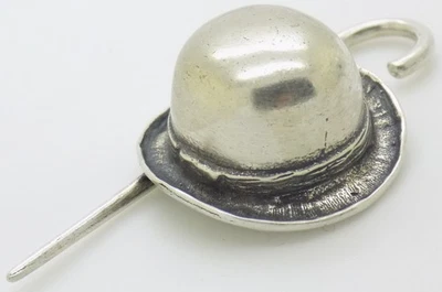 Винтажный итальянский 800 Серебряный котелок шляпа палка кукольного домика миниатюрная фигурка Novara - Изображение 1 из 4