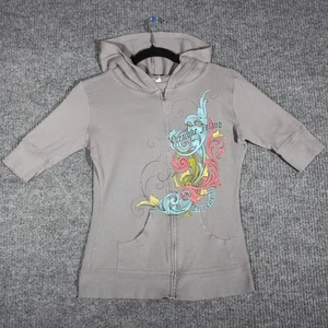 Y2K Affliction Type Orracoke Island Hoodie Womens Medium Grunge Goth Full Zip - Picture 1 of 5