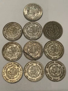 LOT OF (10) Mexico Un Peso Coin Lot - Silver 1957-1967 (Various Years) KM:459 - Picture 1 of 1