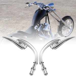 Chrome Teardrop Motorcycle Rear View Mirrors For Harley Custom Chopper Bobber - Picture 1 of 16