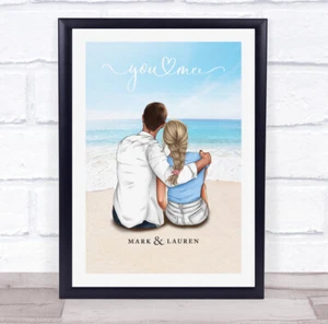 Acuarela Océano Regalo Romántico Para Él o Ella Estampado Personalizado en Pareja - Imagen 1 de 5