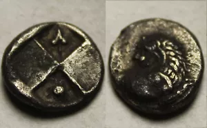 Rare genuine Ancient Greek silver coin Thracian Chersonesos Hemidrachm Lion leaf - Picture 1 of 4