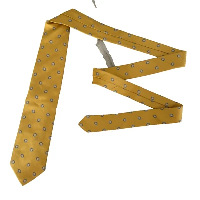 Gravata Brooks Brothers Makers masculina dourada floral 100% seda feita à mão nos EUA - Imagem 1 de 4