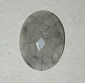 23.55 Cts. Natural Black Rutilated Quartz Oval Shape Cabochon Certified Gemstone