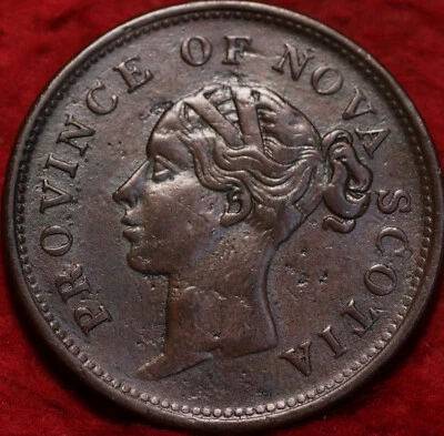 🇨🇦 1843 Canada Nova Scotia One Penny Token Coin - Image 1 of 2